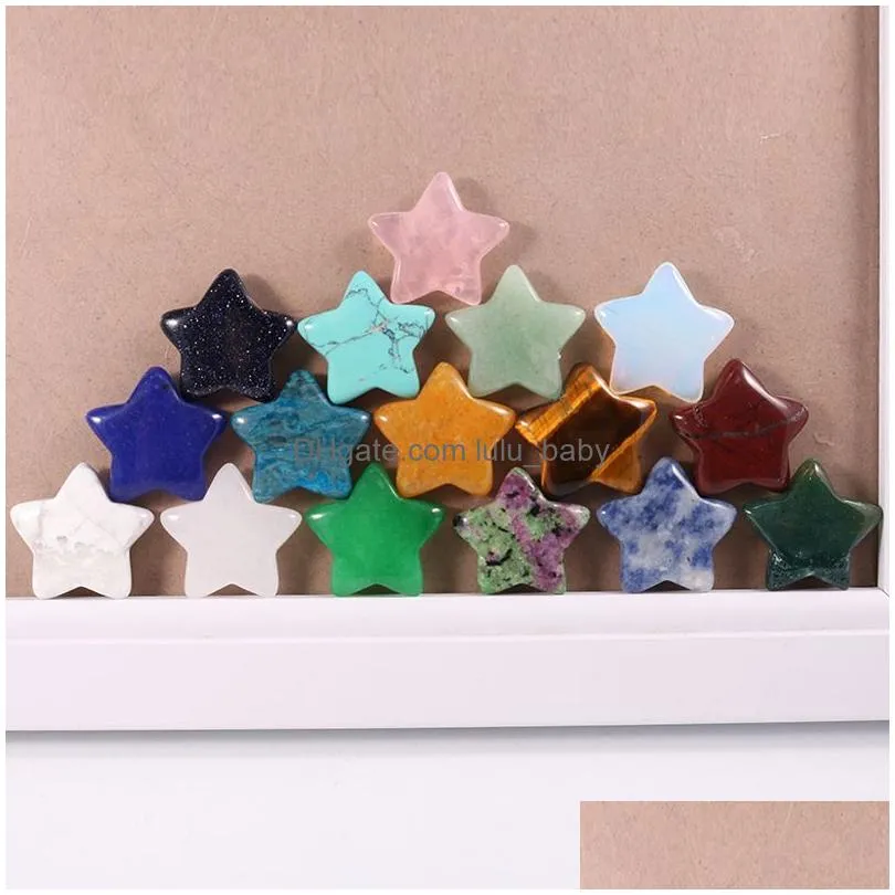 20mm random color mini star statue natural stone carving home decoration crystal polishing gem
