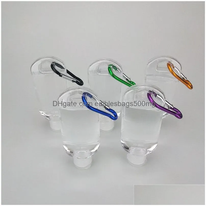 50ml empty hand sanitizer bottles alcohol refillable bottle with key ring hook outdoor portable clear transparent gel bottle
