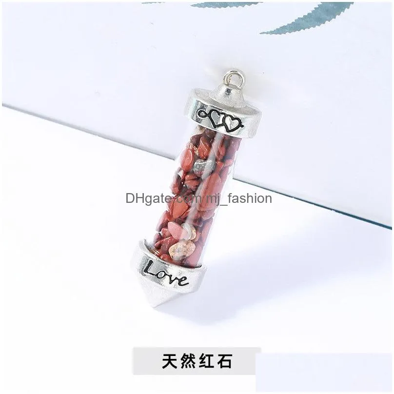 jade gravel stone cone love wishing bottle charms pendants for women men jewelry making diy necklace gifts