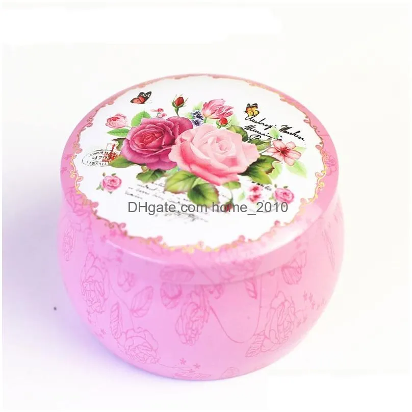 round shape tea gift box ethnic style flower tinplate storage box stationery candy women jewelry storage organizer