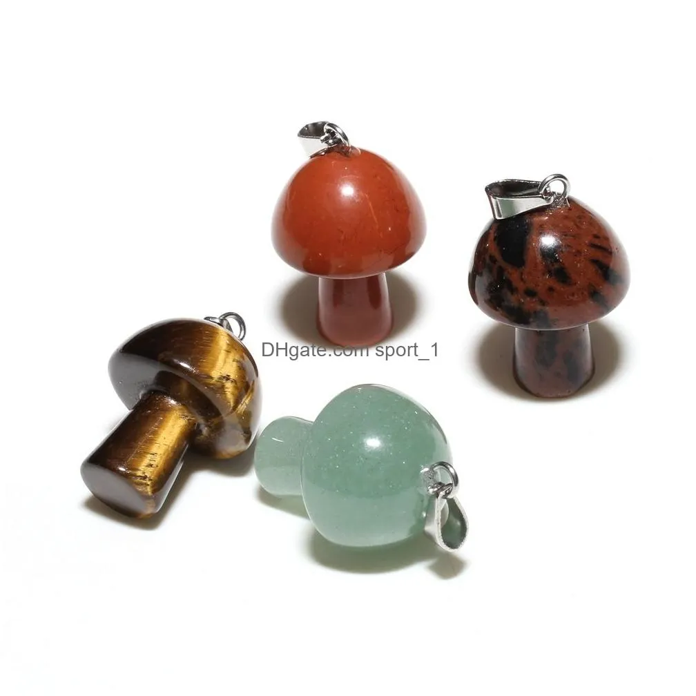 2cm mushroom statue natural crystal stone carving charms reiki healing gem pendant for women jewelry making wholesale