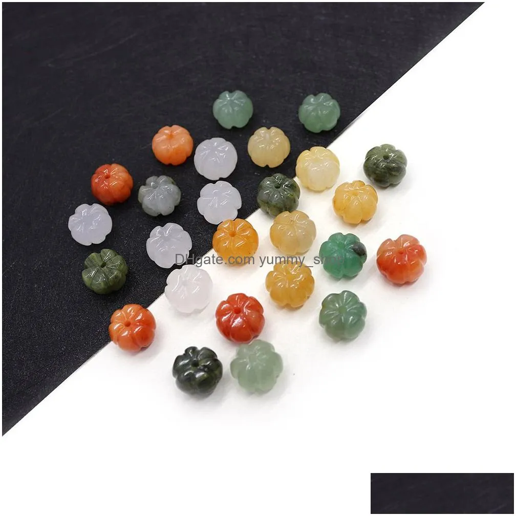 9x13mm pumpkin shaped natural crystal stone beads pink white green orange punched loose bead diy jewelry making accessories
