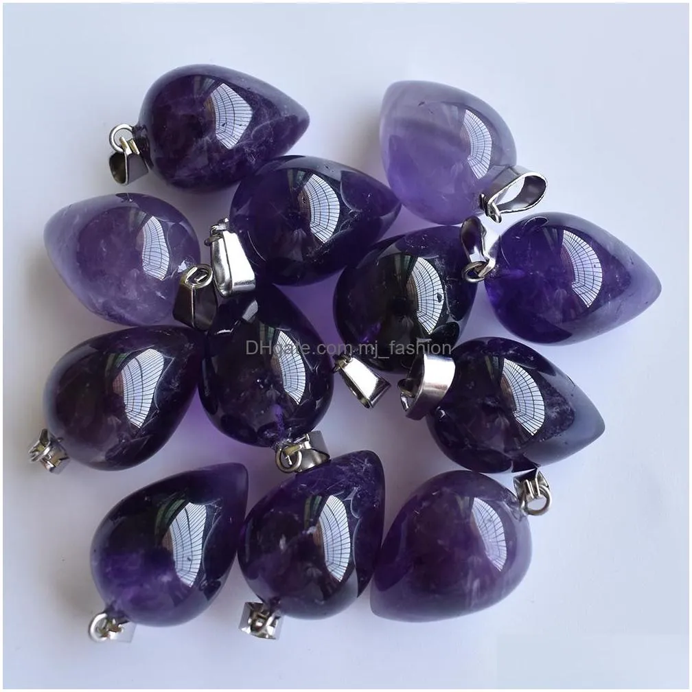 natural amethysts circular cone shape crystal rose quartz stone charms waterdrop pendants for jewelry making