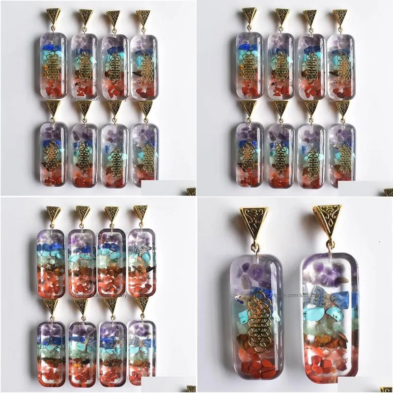 retro colorful chakra natural stone charms amethyst lapis lazuli 7 colors stones pillar pendants wholesale diy necklace 71mmx10mm