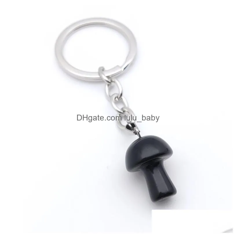 glass natural stone key rings mushroom keychains healing crystal car decor keyholder for women men