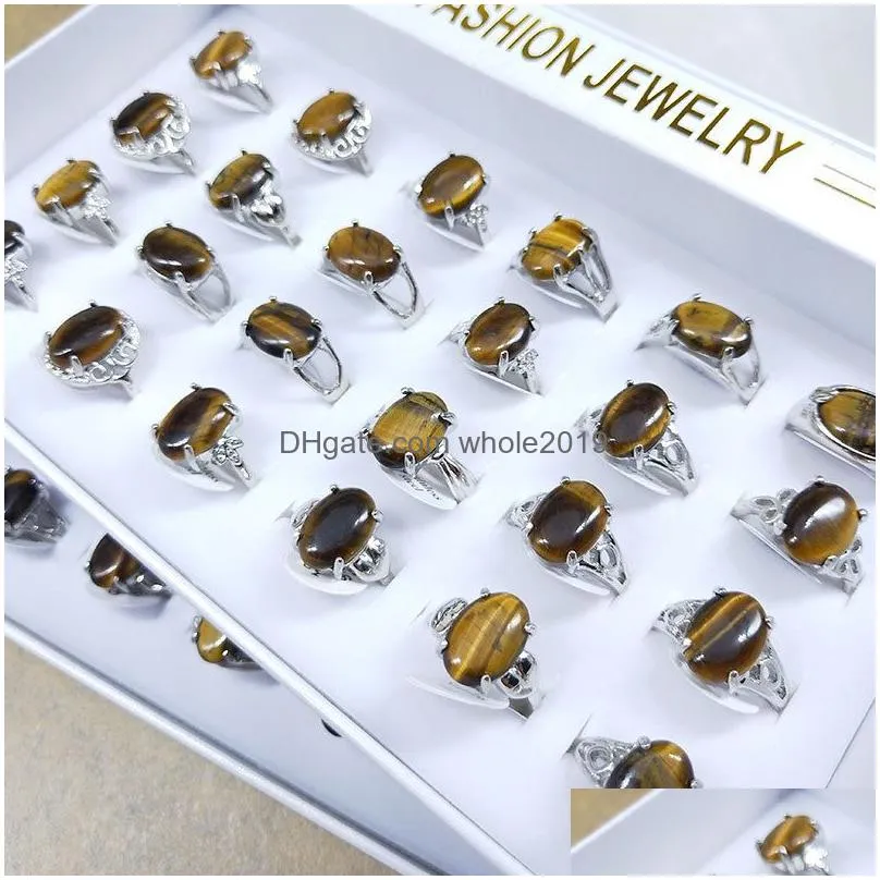 mix styles oval brown quartz stone rings women tigers eye bead finger ring party wedding street stalls