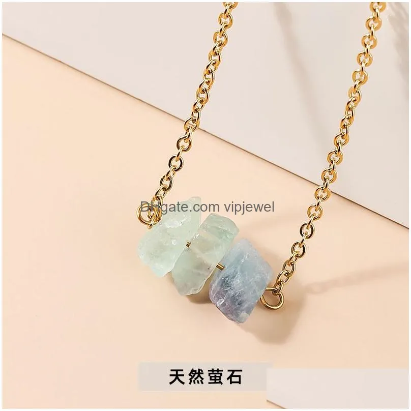 natural raw 5-10mm quartz stone reiki healing crystal chakra pendant necklace for women jewelry