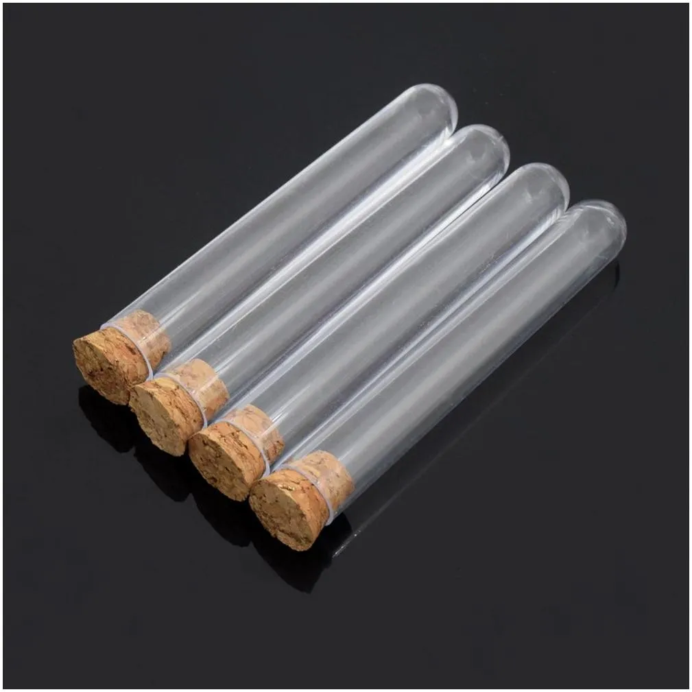 plastic test tube bottle with cork flat bottom transparent lab empty scented tea drink candy storage tubes