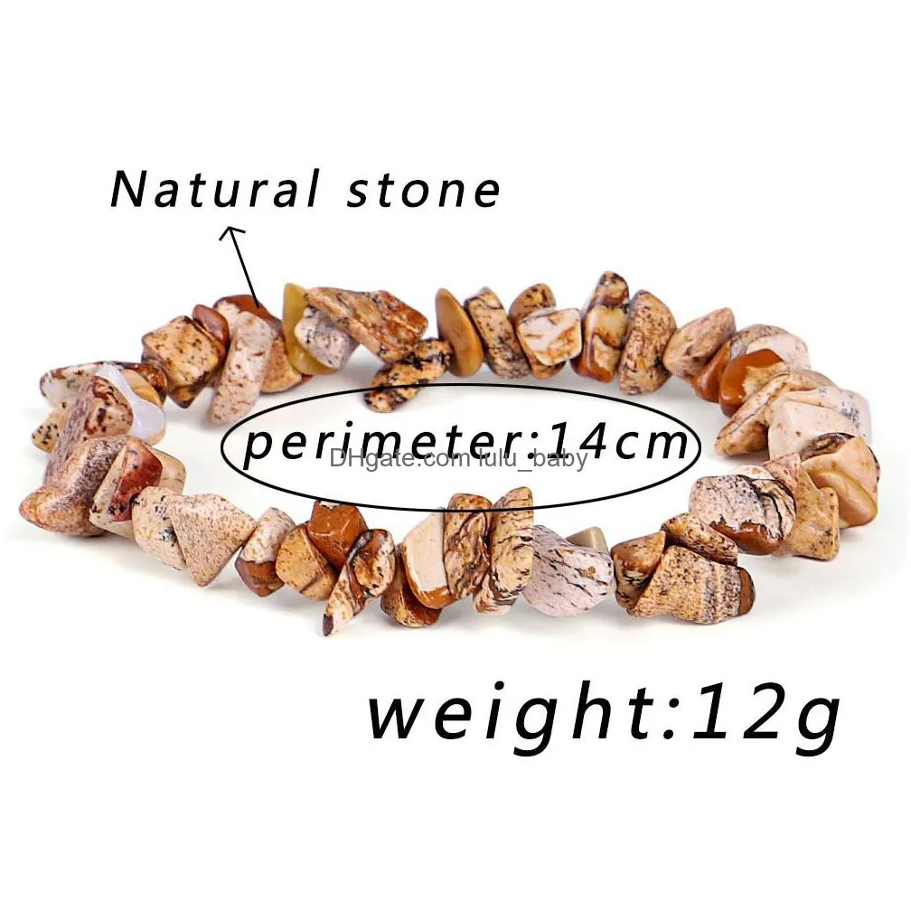 natural gem stone strand bracelet irregular crystal stretch chip beads nuggets bracelets bangles quartz elastic wristband for women