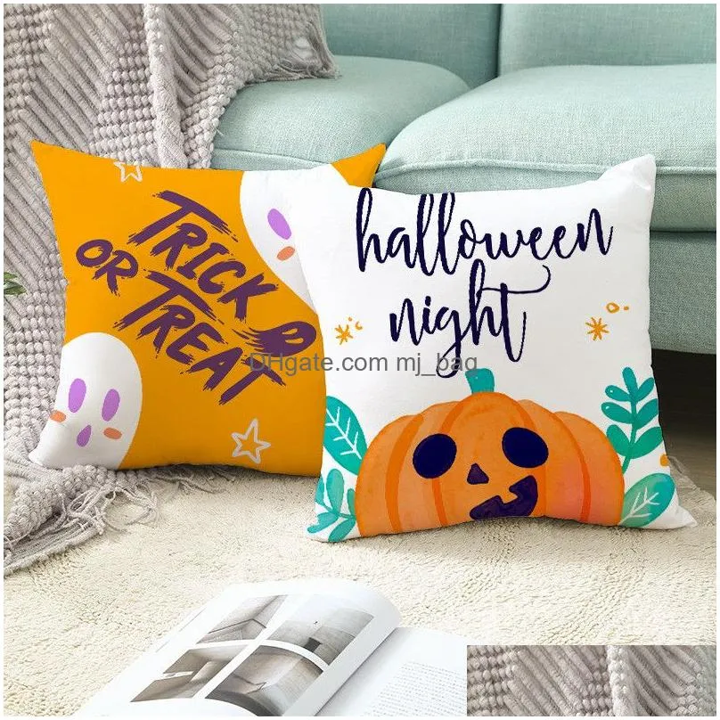 christmas pillow cover halloween thanksgiving festival pillowcase peach skin fabric cartoon print horror pillow cases 45x45cm