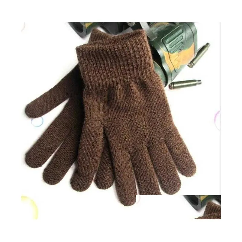 solid color warm knitted finger gloves candy colors mens women knitted gloves full finger stretch mittens adult bike cycling warm