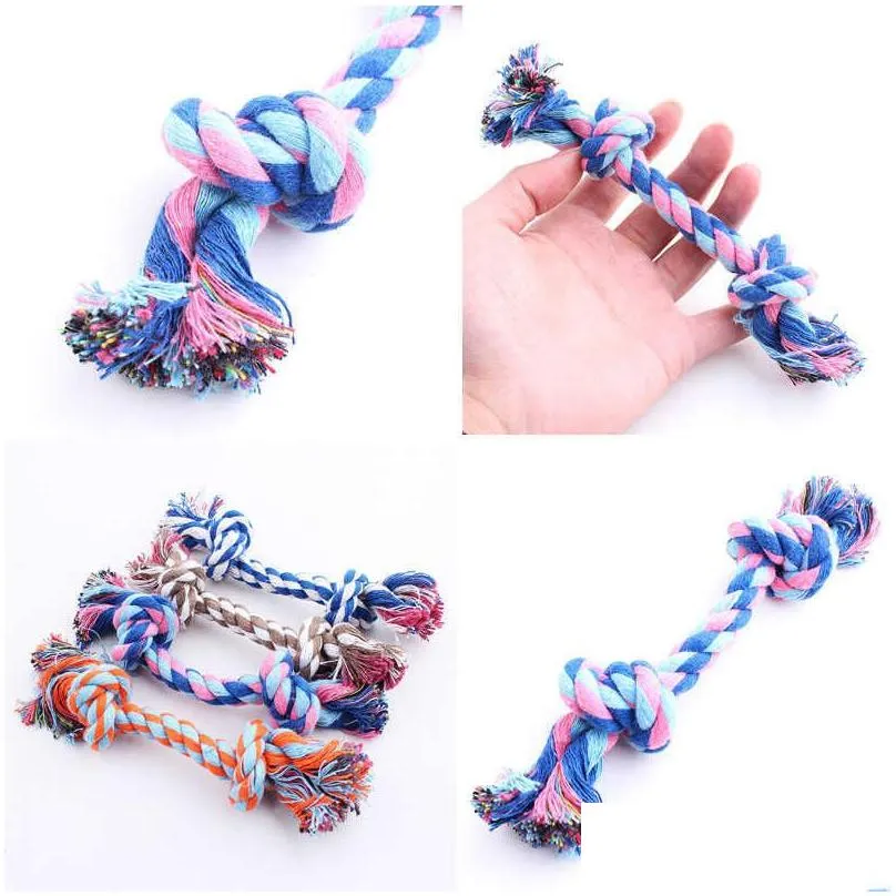 pet toy cotton braided bone rope double knot cotton rope trumpet chew knot for dog puppy