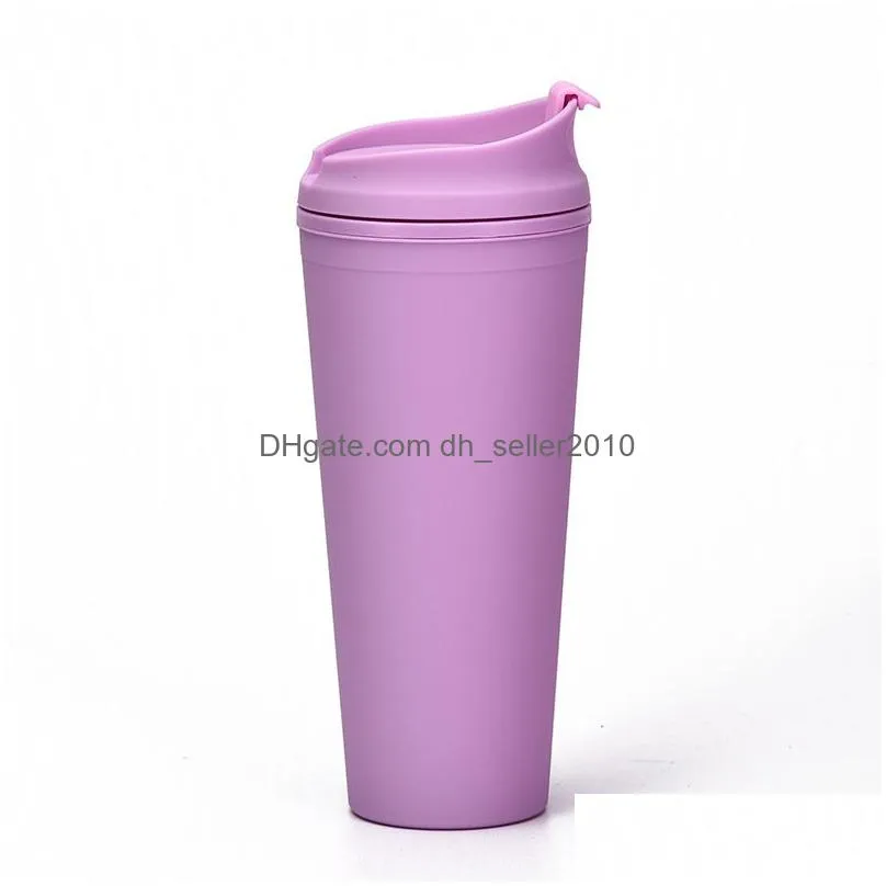 double-layer plastic frosted tumbler 22oz matte plastic bulk tumblers with lids for outdoor sport camping