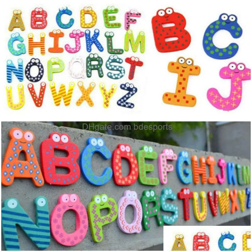 kids baby wooden alphabet letter fridge magnets wooden cartoon fridge magnets educational learning study cartoon toy uni gift