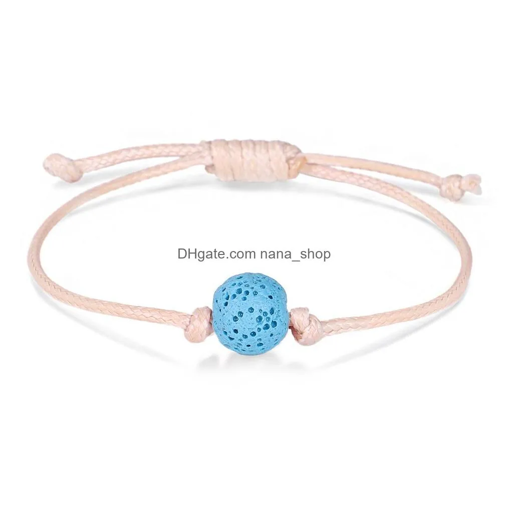 10mm colorful lava stone bead strand bracelet diy essential oil perfume diffuser beige rope braided lover friendship bracelets women men