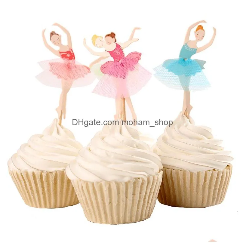  graceful ballerina cupcake topper dancer cake topper cake accessory girl birthday party supplies 120pcs/lot