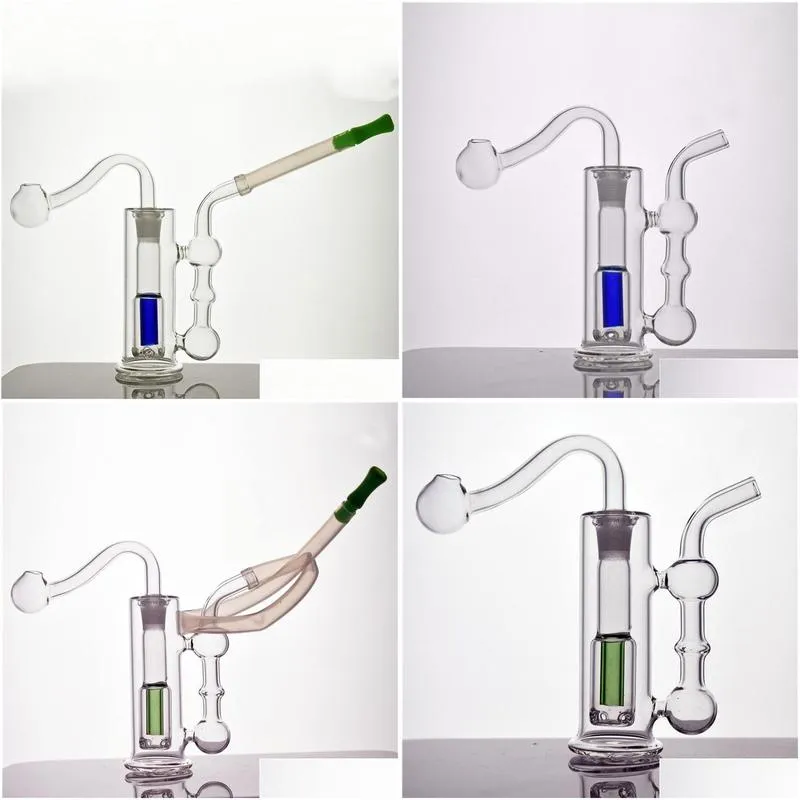  desgin glass oil burner bong water pipes with 10mm male glass oil burner pipe silicone tube for smoking portable for travel