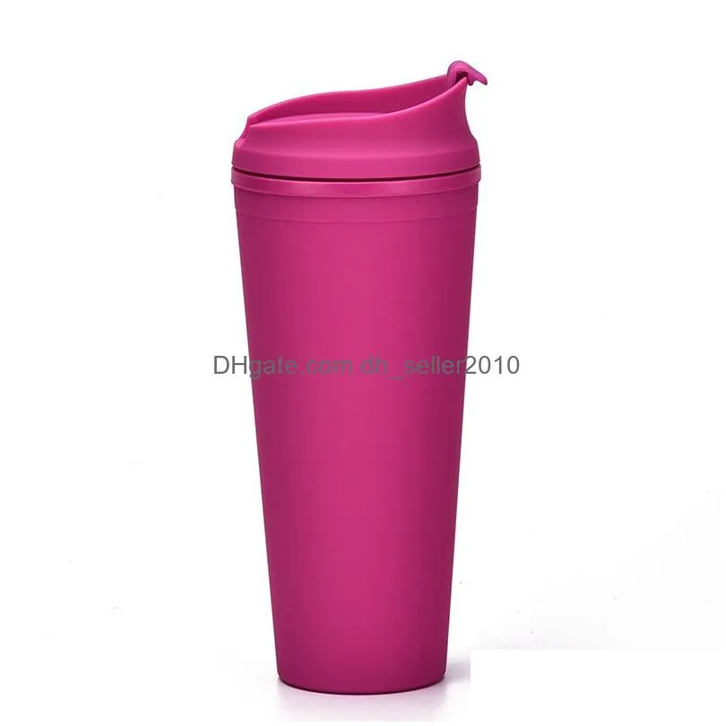 double-layer plastic frosted tumbler 22oz matte plastic bulk tumblers with lids for outdoor sport camping