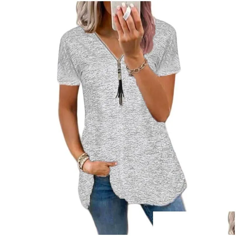 womens t-shirt sexy summer half sleeve lace shirt women casual zipper v neck loose t plus size comfortable sling elegant pullover