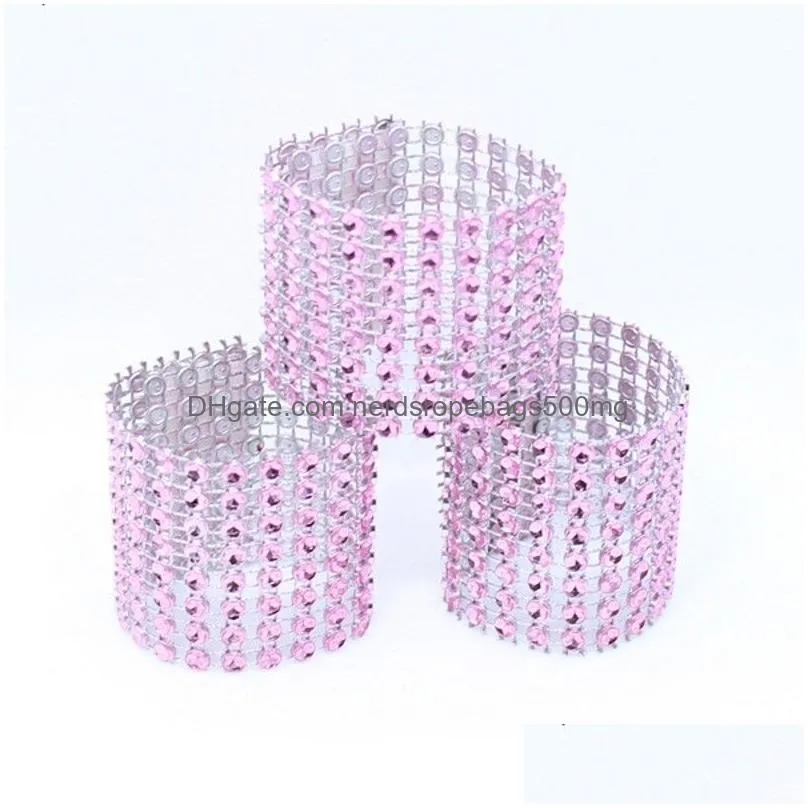 napkin ring chairs buckles multicolor wedding event decoration crafts 8 row mesh rhinestone holder handmade party supplies