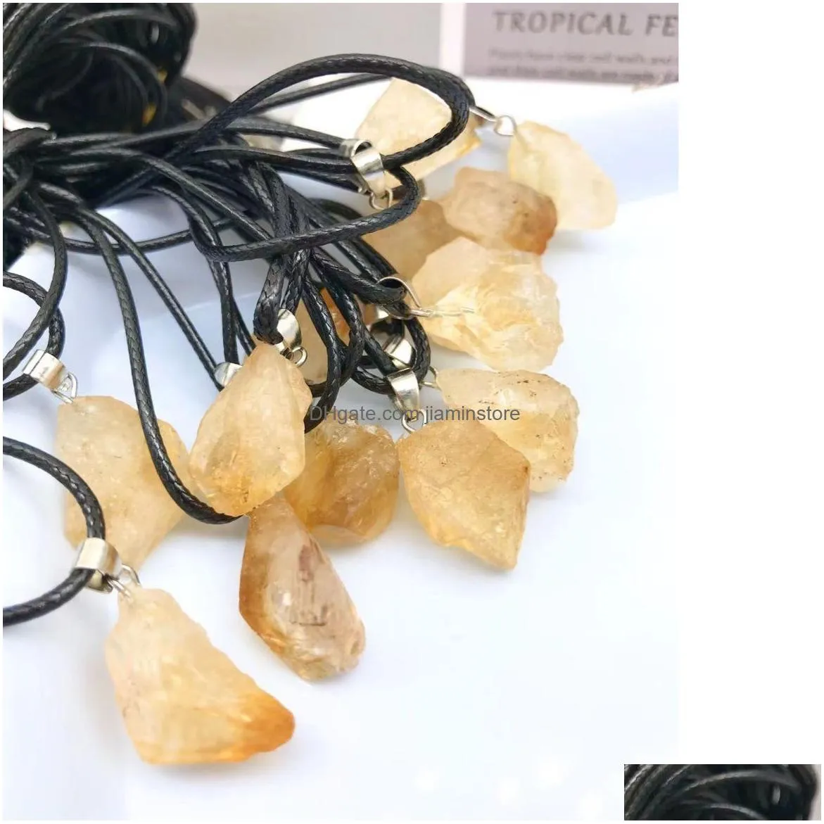 natural stone irregular citrine pendant necklace healing yellow crystal charms necklaces for women jewelry