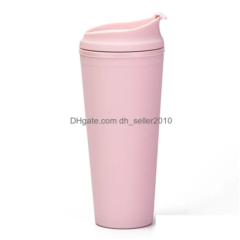 double-layer plastic frosted tumbler 22oz matte plastic bulk tumblers with lids for outdoor sport camping