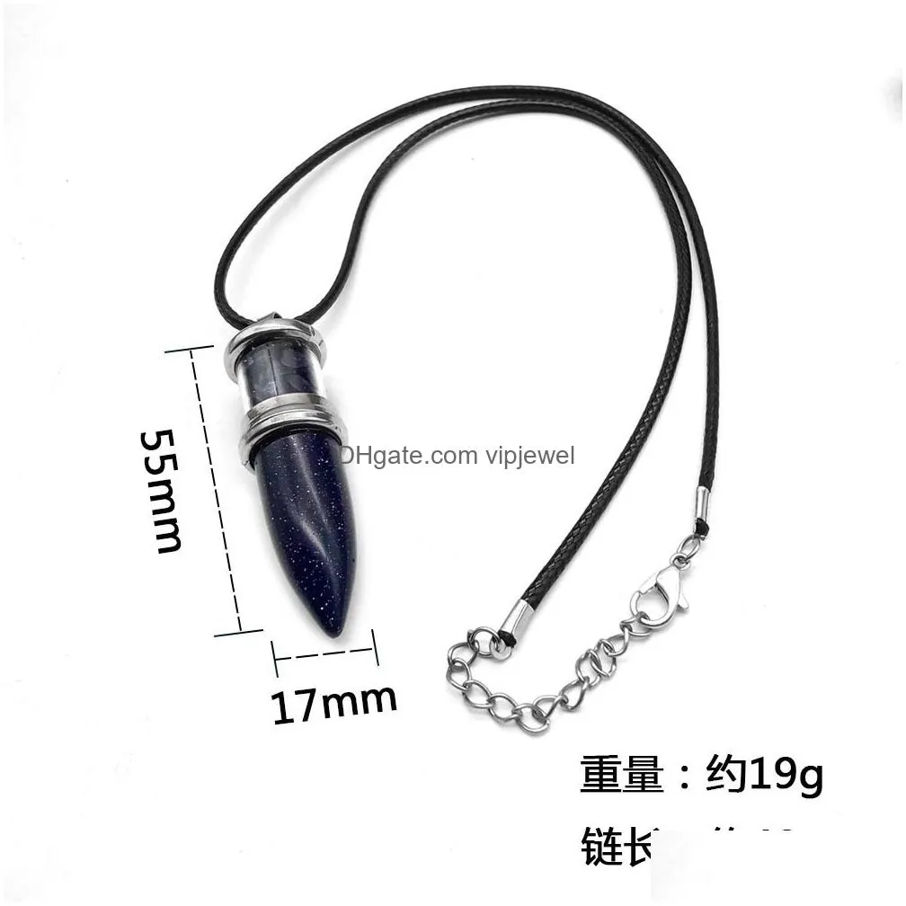natural crystal bullet shape chakra stone charms pendulum amethyst rose quartz pendants for jewelry accessories making wholesale