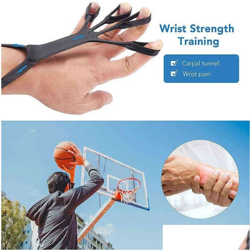 silicone grip device finger exercise stretcher arthritis hand trainer strengthen rehabilitation training to relieve pain 220110