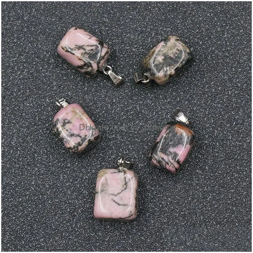 mini irregular crystal square shape pendant colorful jade natural stone mixed charms jewelry accessories making necklace wholesale