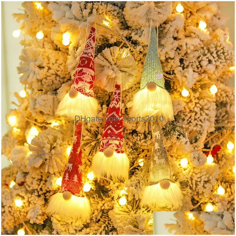 christmas light up gnomes elf handmade swedish tomte gnomes ornaments 5 color plush doll xmas hanging decoration pendants