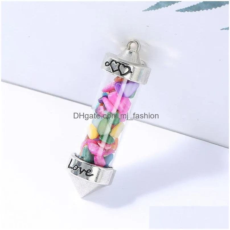 jade gravel stone cone love wishing bottle charms pendants for women men jewelry making diy necklace gifts