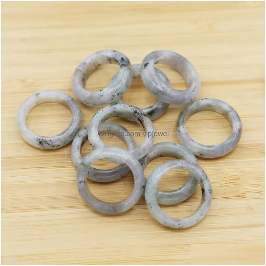 men 6mm band quartz natural stone labradorite rings unisex created circle finger reiki charms accessories gifts wedding fashion party