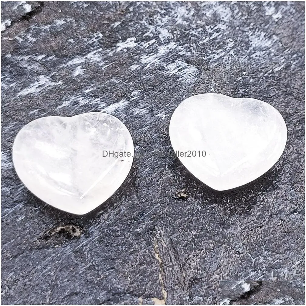 20x6mm natural rose quartz stone white crystal heart ornament chakra healing reiki beads for jewelry making diy gift decoration