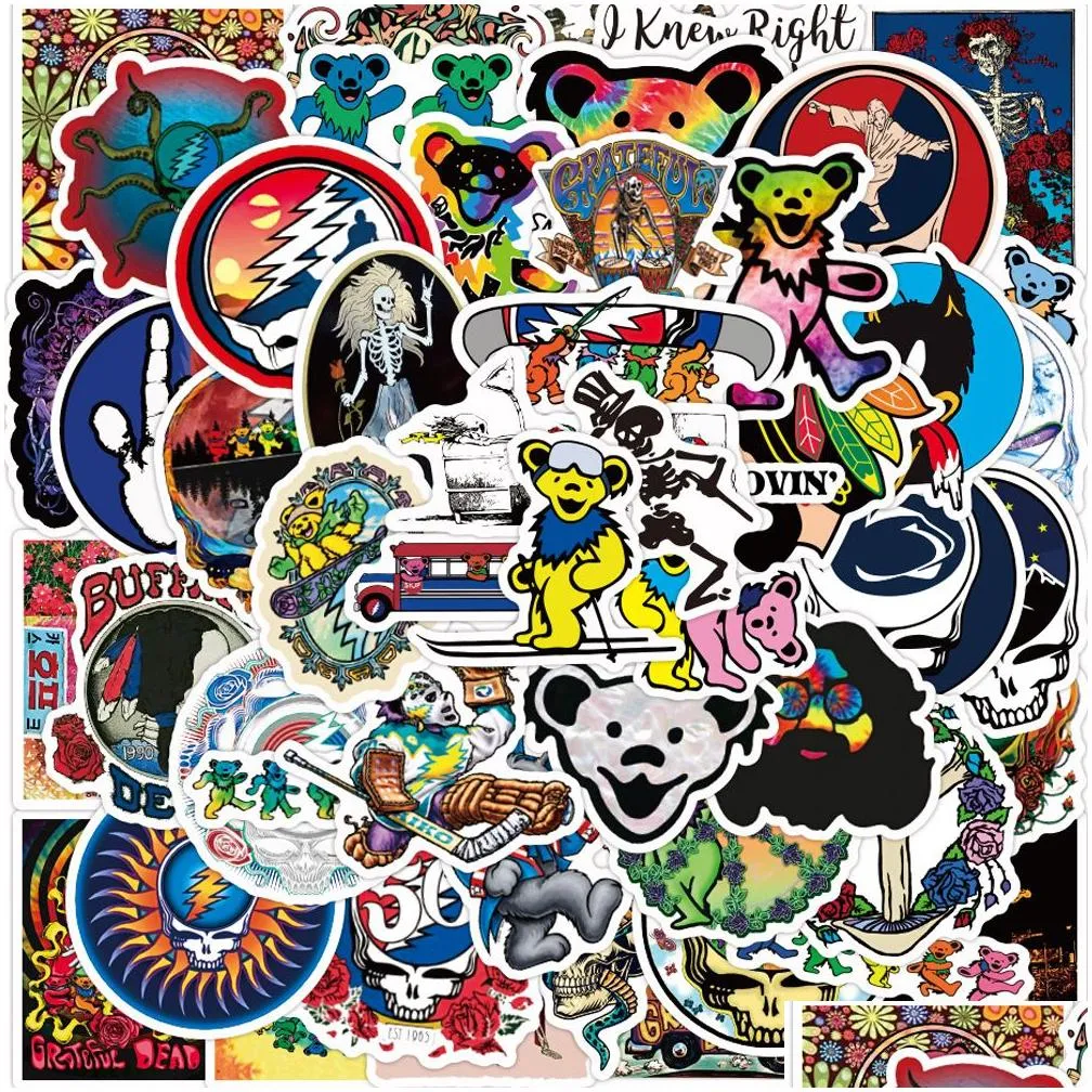  waterproof 10/30/50pcs rock music band grateful dead stickers decals skateboard motorcycle laptop phone car luggage cool sticker