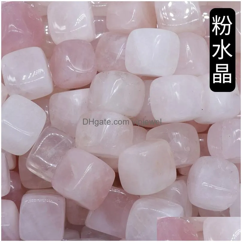polished square block ornament reiki healing chakra natural stone bead palm quartz mineral crystal tumbled gemstones hand piece home decoration accessories