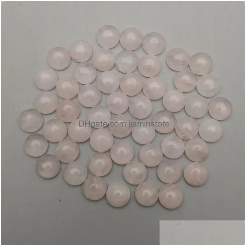 6mm natural stone round cabochon loose beads opal rose quartz turquoise stones face for reiki healing crystal necklace ring earrrings jewelry