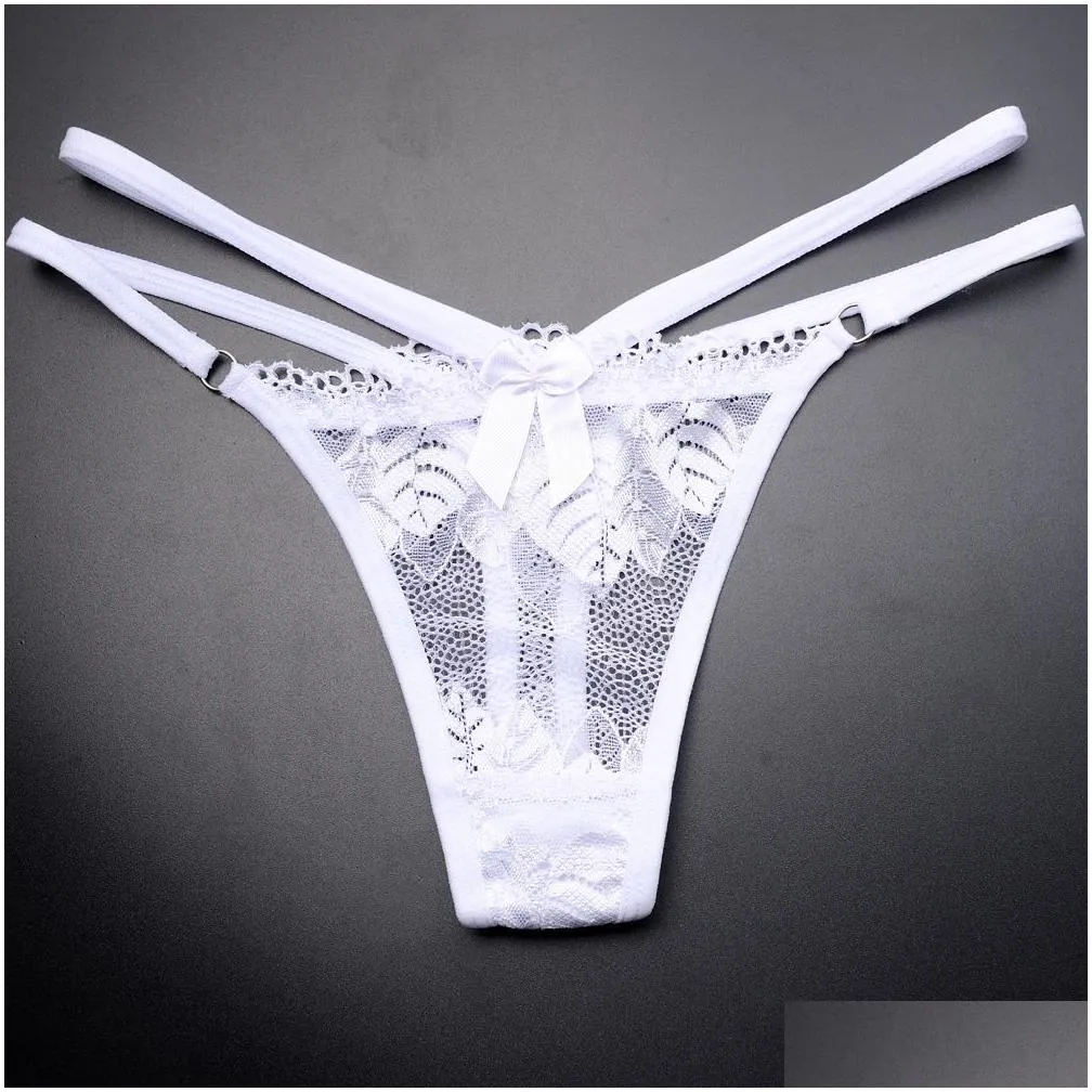 young girls lovely thongs t panties bikini lace low waist bow g-strings hollow spaghetti underwear v girl intimate panty 8colors 9616