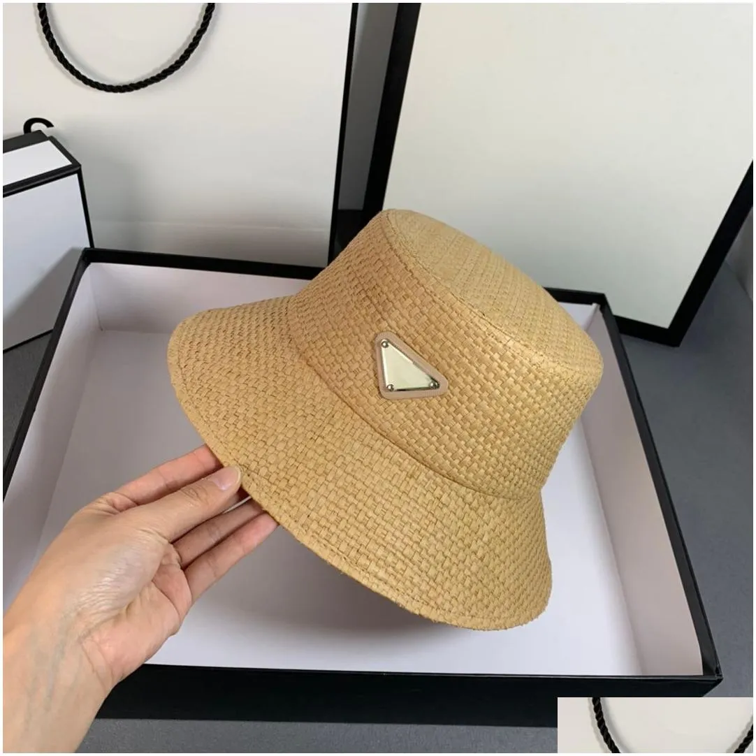 straw hat designer triangle letter wide brim hats summer beach vacation hat fashion casual sun caps