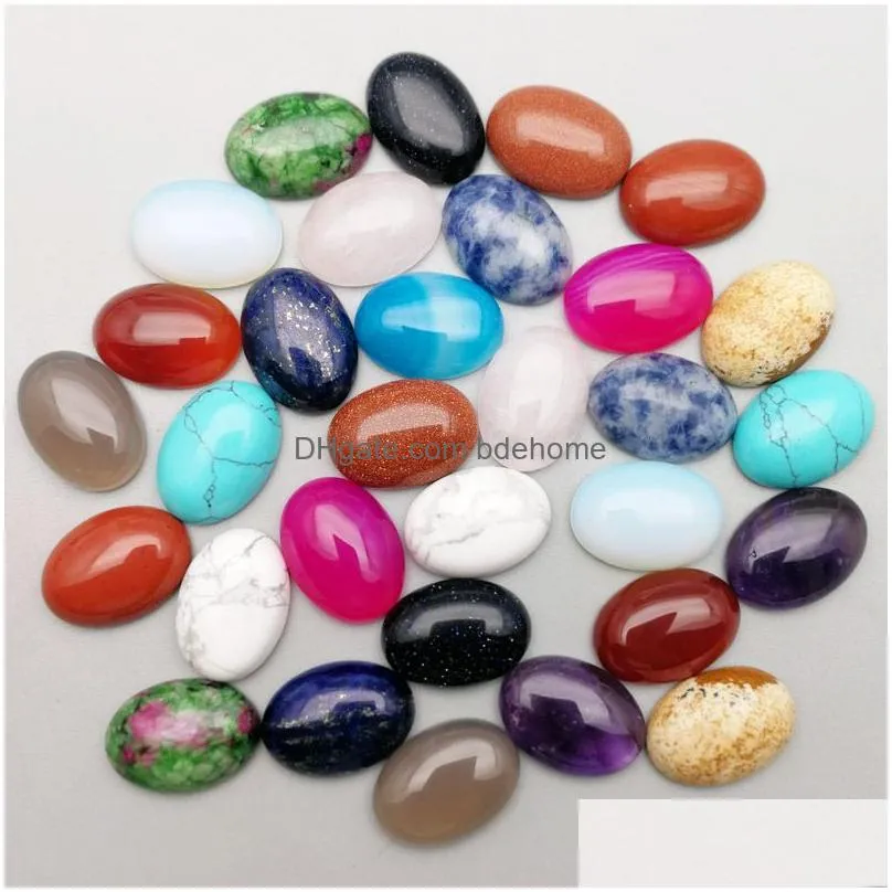 13x18mm natural stone oval cabochon loose beads rose quartz turquoise stones face for reiki healing crystal ornaments necklace ring earrrings jewelry