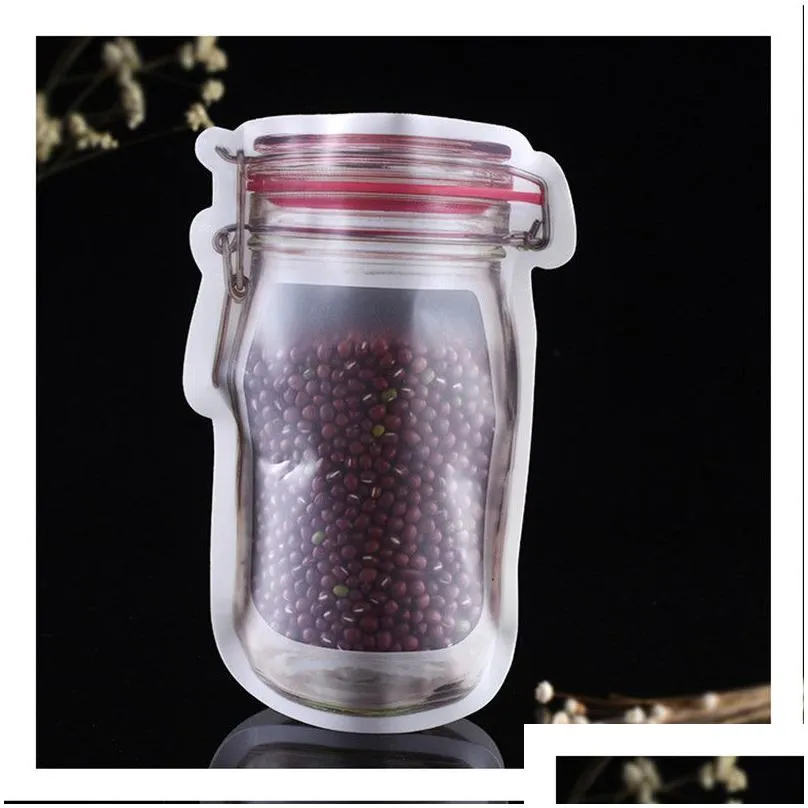 mason jar zipper bags food storage snack sandwich reusable airtight seal food storage bags leakproof food saver stand up bags