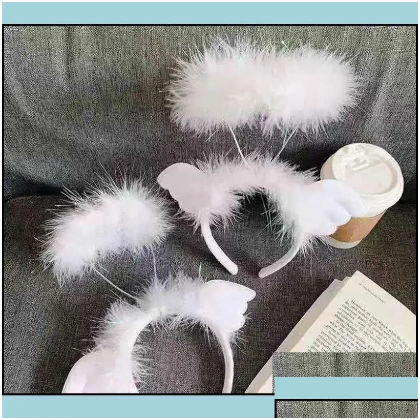 other event party supplies light up led angel halo headband white feather wings christmas fancy dress costume hair accessory drop