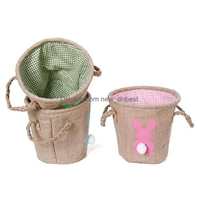easter bunny tail baskets diy eggs rabbit burlap bags 3 colors jute rabbit tail basket easter storage eggs handbags