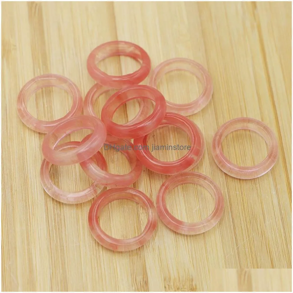 men 6mm band cherry quartz quartz glass crystal stone rings trendy reiki wedding girls fashion party jewelry