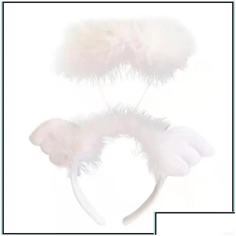 other event party supplies light up led angel halo headband white feather wings christmas fancy dress costume hair accessory drop