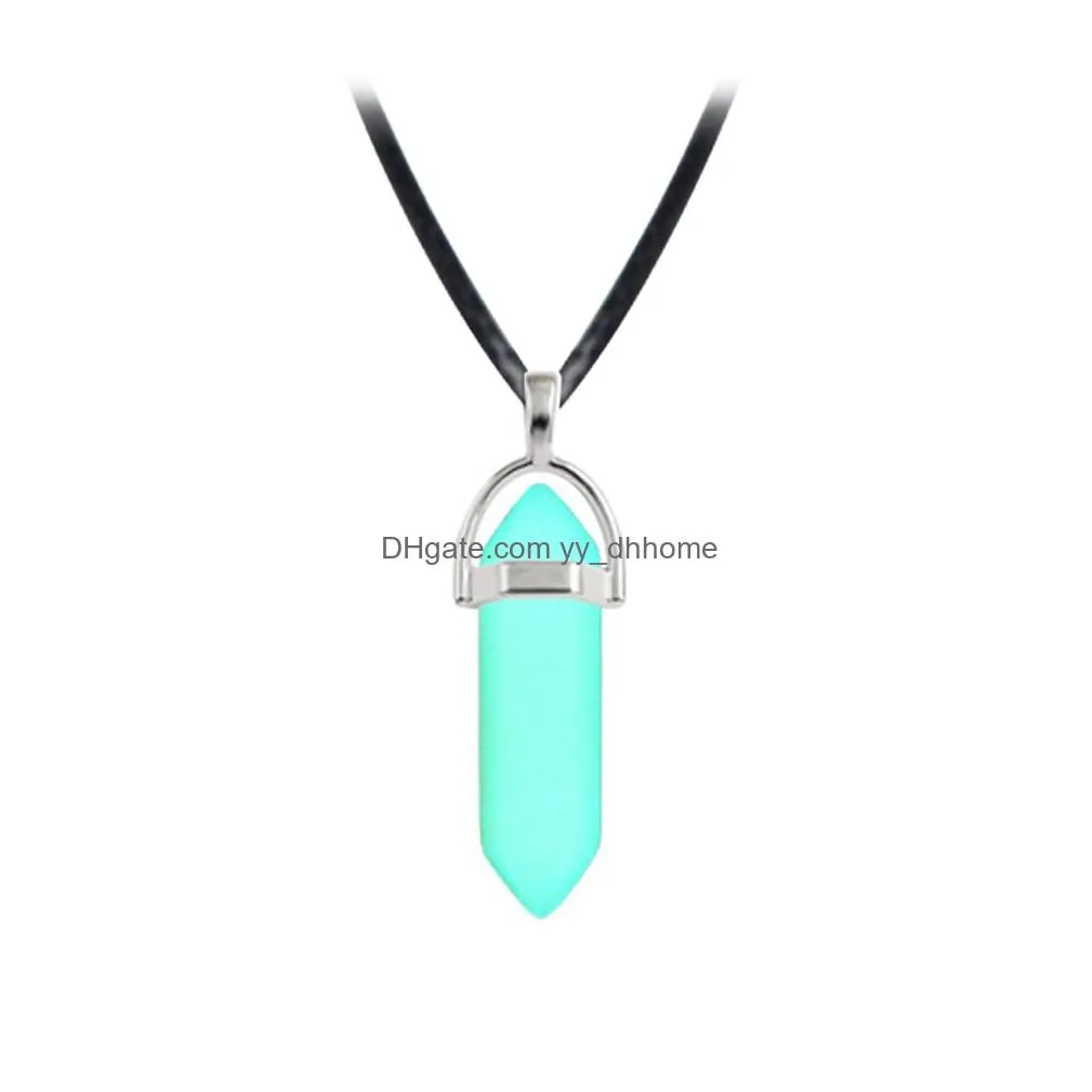 luminous stone hexagon pendant fluorite charm natural crystal hexagon necklace