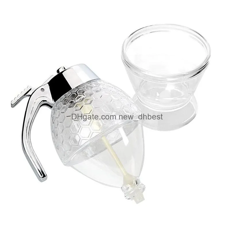 honey dispenser bee drip dispenser honey squeeze bottle liquid food storage pot stand holder juice syrup cup