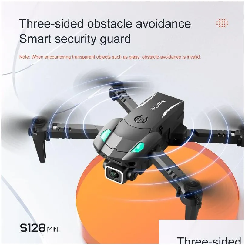 intelligent uav s128 mini drone 4k hd camera air pressure fixed height professional threesided obstacle avoidance foldable quadcopter toys