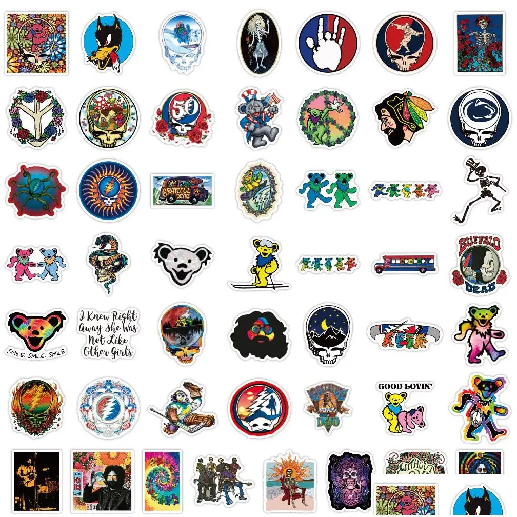  waterproof 10/30/50pcs rock music band grateful dead stickers decals skateboard motorcycle laptop phone car luggage cool sticker