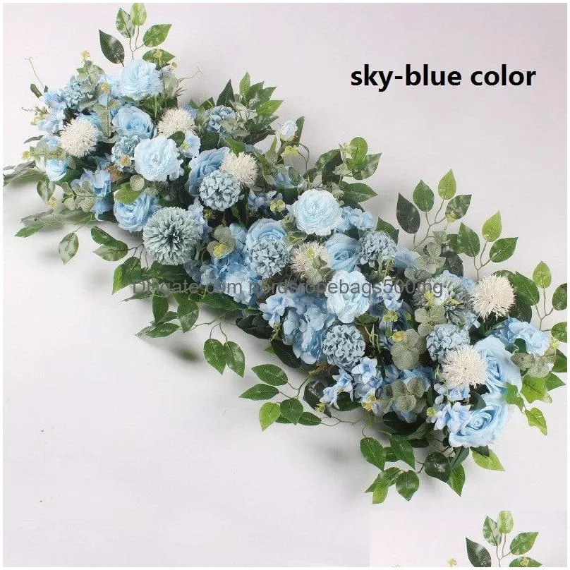 50cm diy artificial arch flowers row acanthosphere rose eucalyptus wedding decor rose peony hydrangea plant ornament