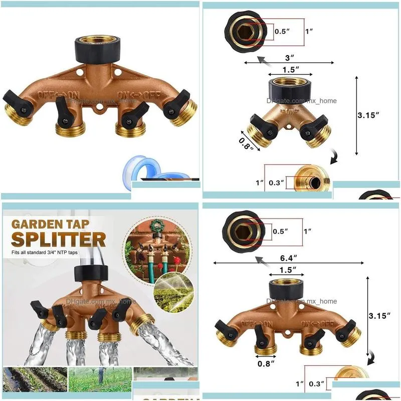 supplies patio lawn garden home gardengarden hose splitter brass 2/4 way tap connector with tape 3/4 pipe for irrigation watering